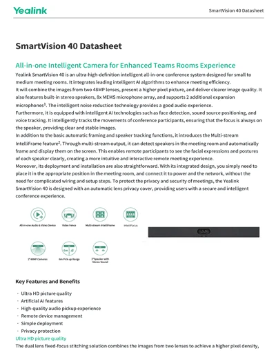 Yealink SmartVision 40 Datasheet